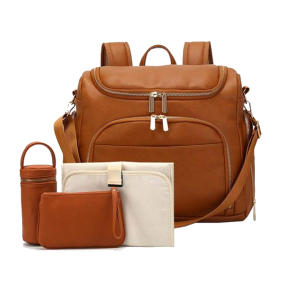 brown leather nappy backpack Diaper Bag I